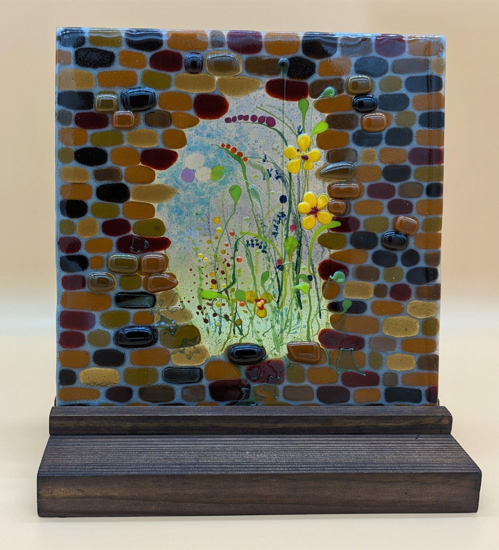 Enjoy the moment, fused glass 30x30cm