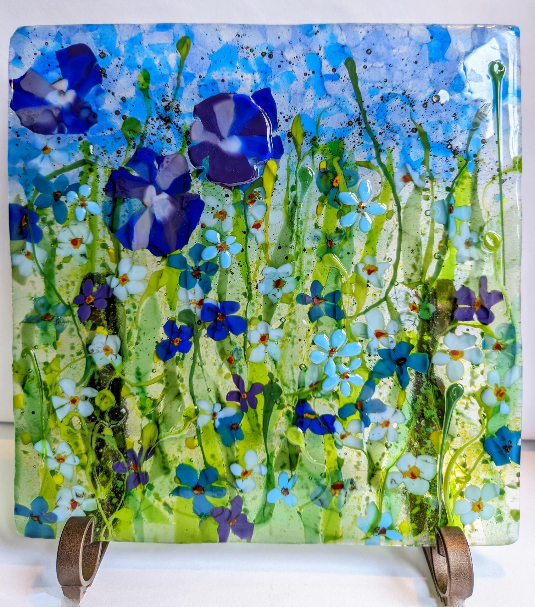 Forget Me Not, fused glass 30x30cm