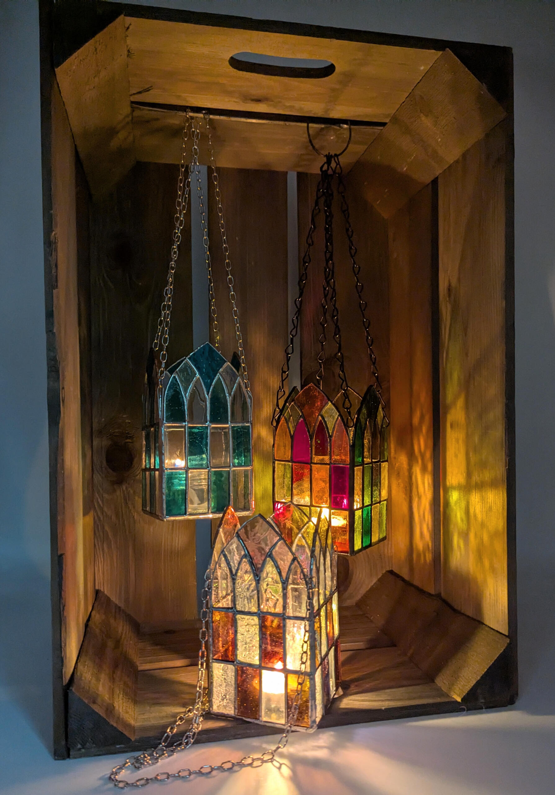 Candle holder, stained glass