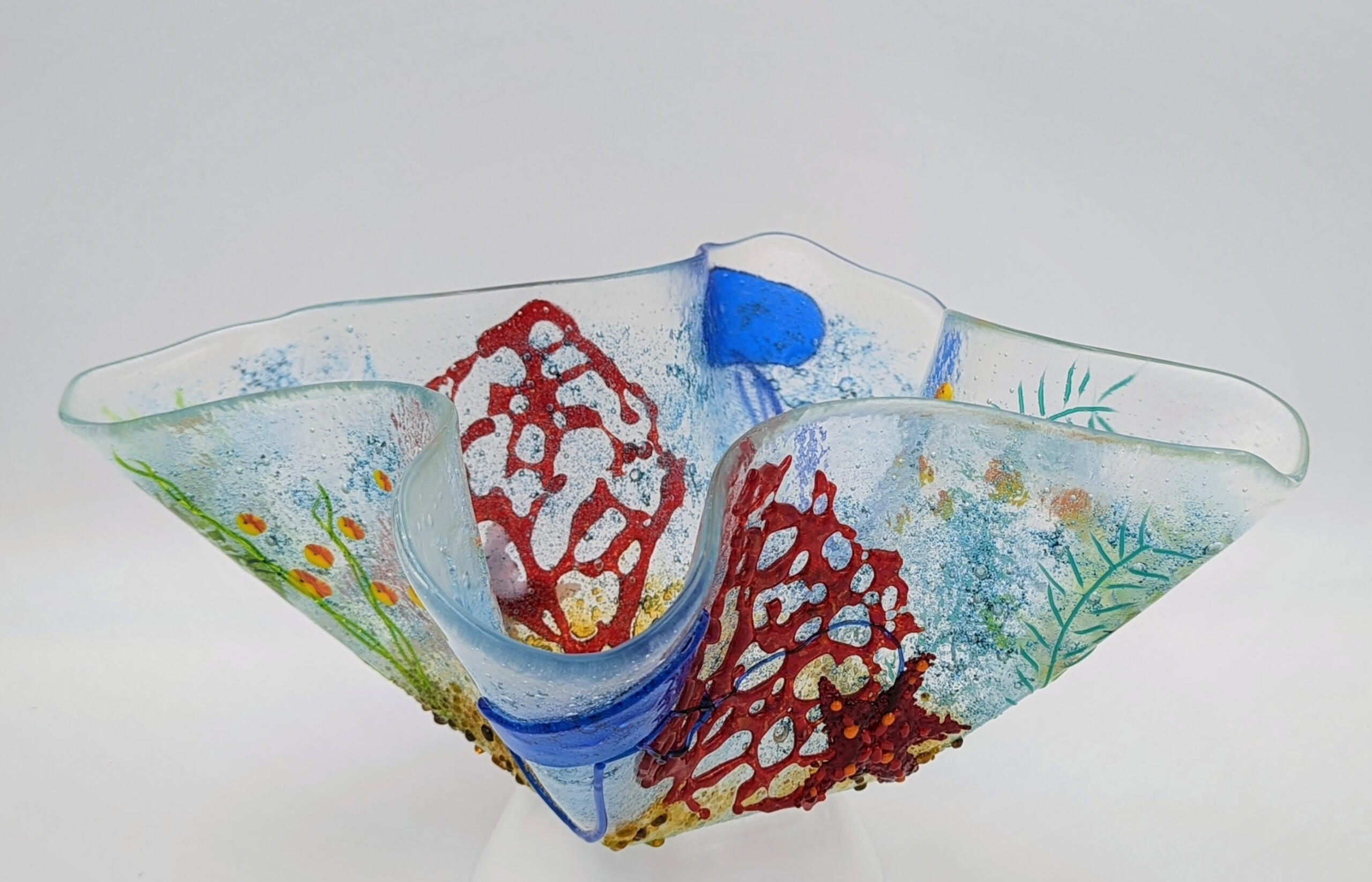 Coral reef, fused glass