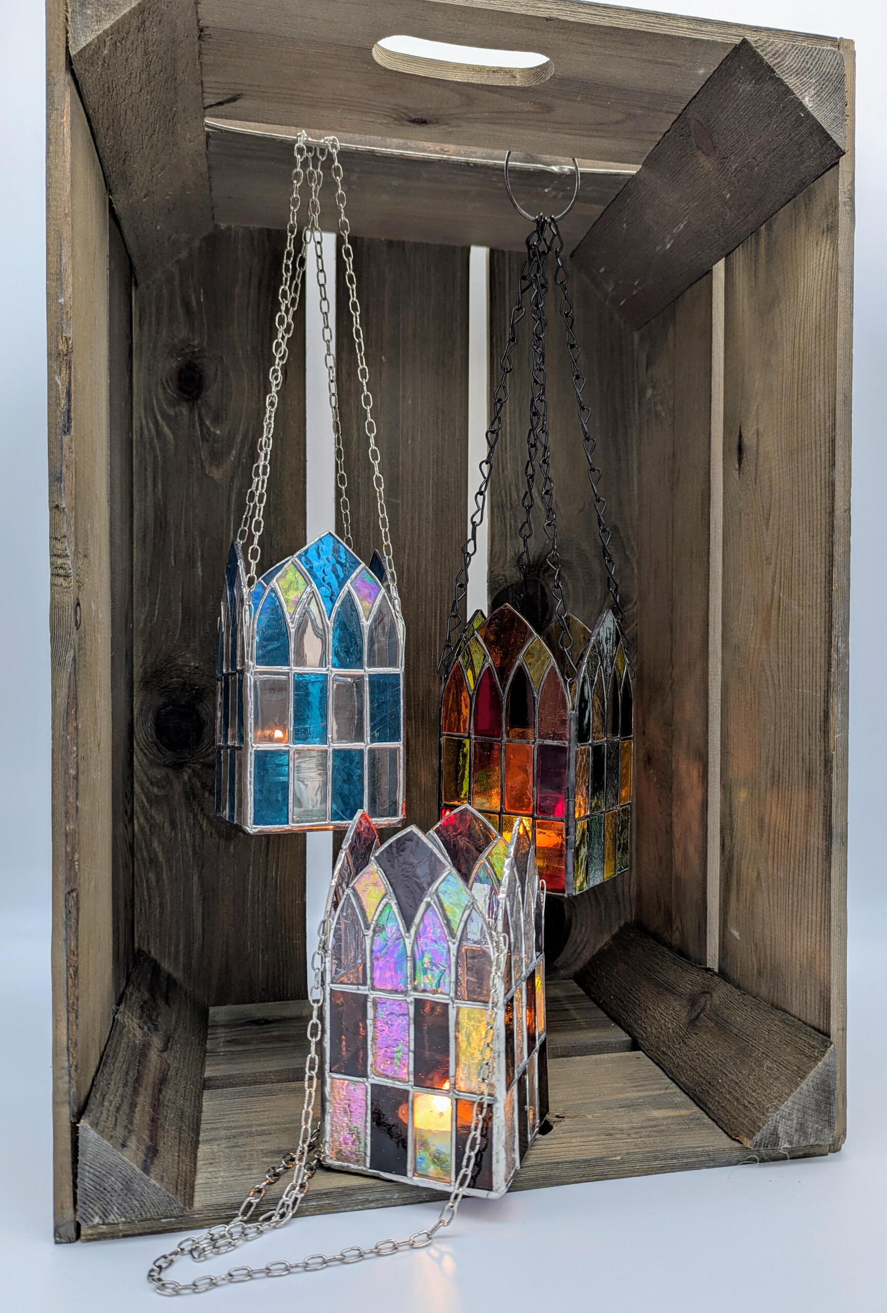 Candle holder, stained glass