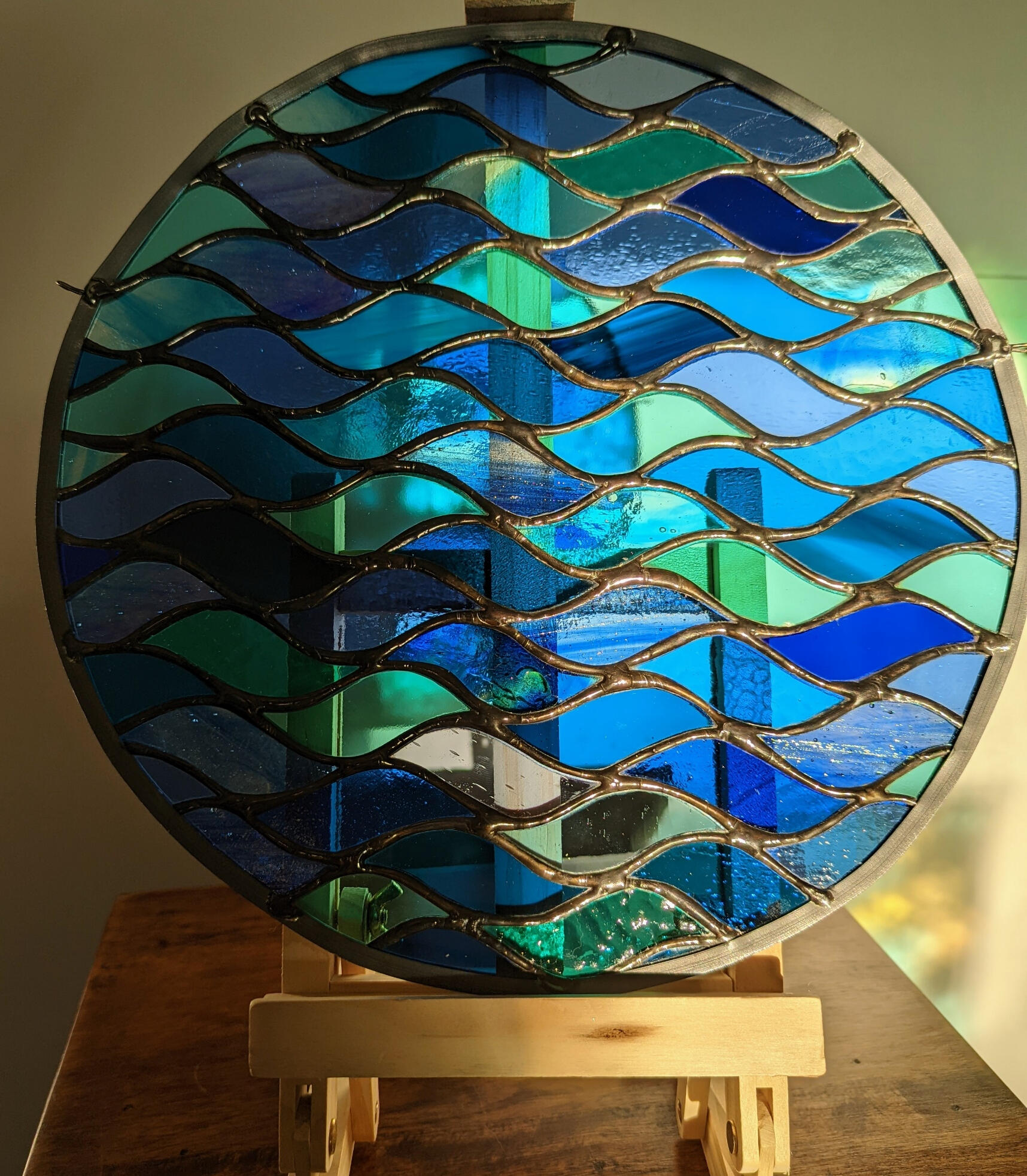 Waves, stained glass 30cm, SOLD