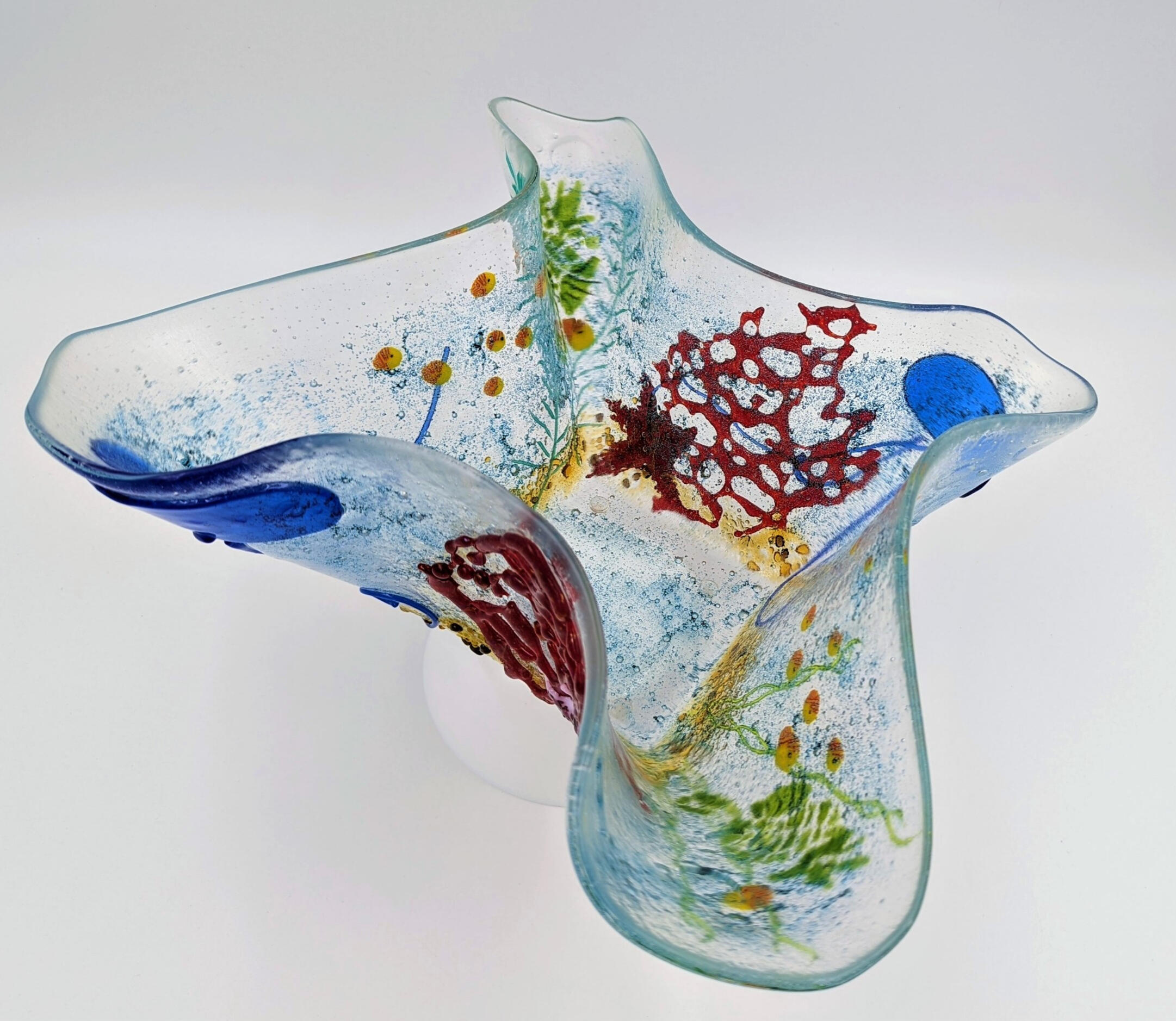 Coral reef, fused glass